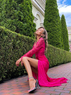 Formal Lace & Silk Maxi Dress in White, Black, pink | Elegant Romantic Evening wear