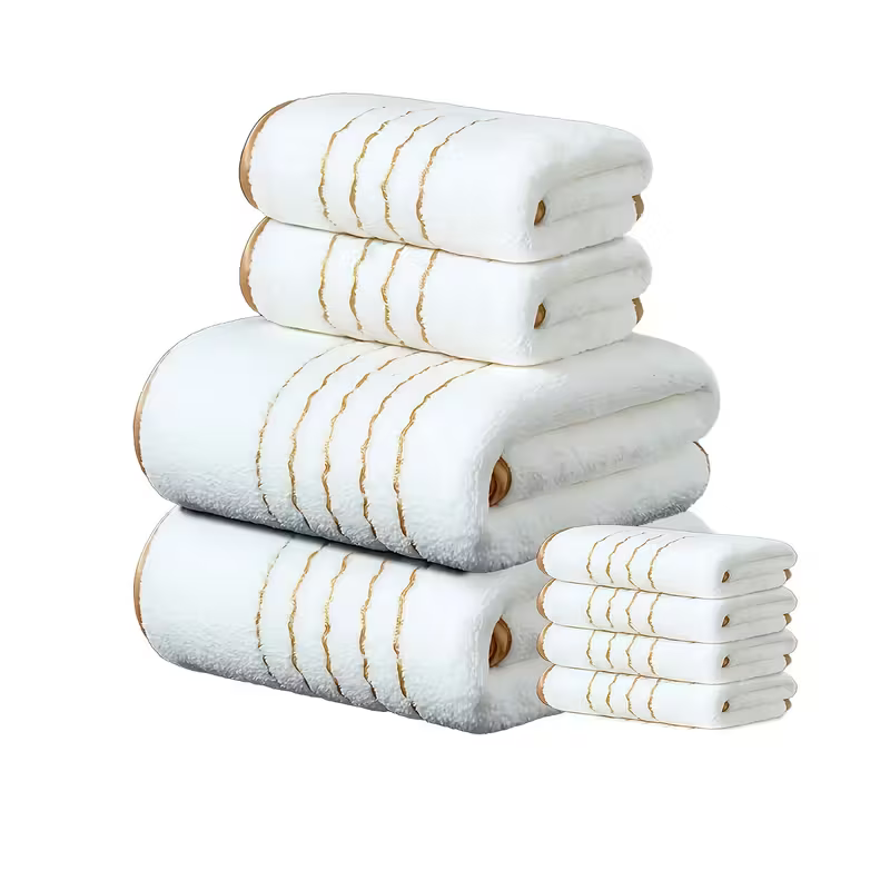 Zestaw 8 Ręczników Kąpielowych– Miękkie, Aksamit Koralowy białe