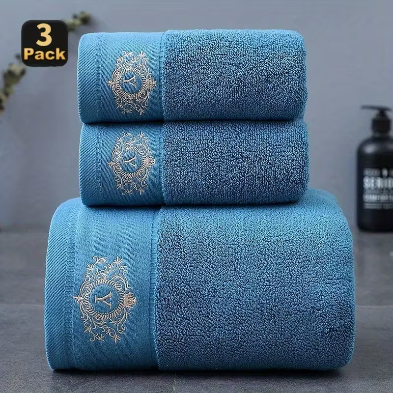 Zestaw Ręczników Bawełnianych 3-częściowy z Haftem PREMIUM