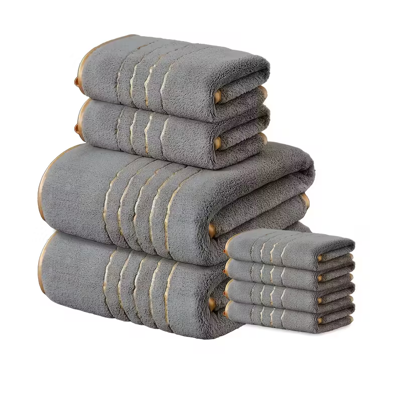 Zestaw 8 Ręczników Kąpielowych– Miękkie, Aksamit szary