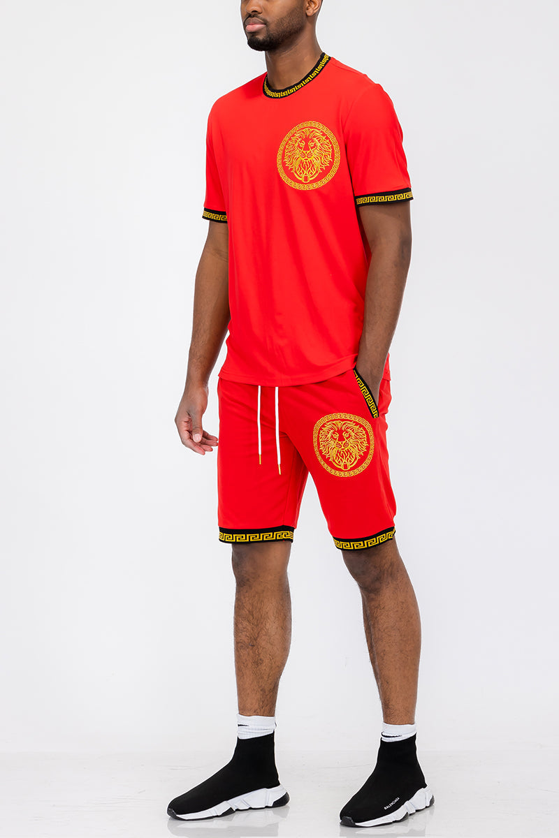 Lion Head Tshirt Short Set