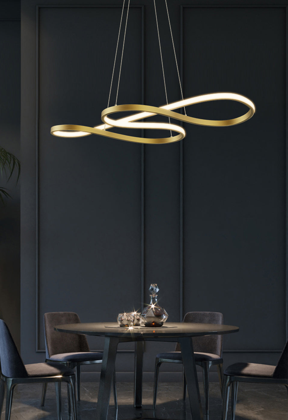 Lampa wisząca nad wyspą kuchenną, stół barowy, dekoracja jadalni