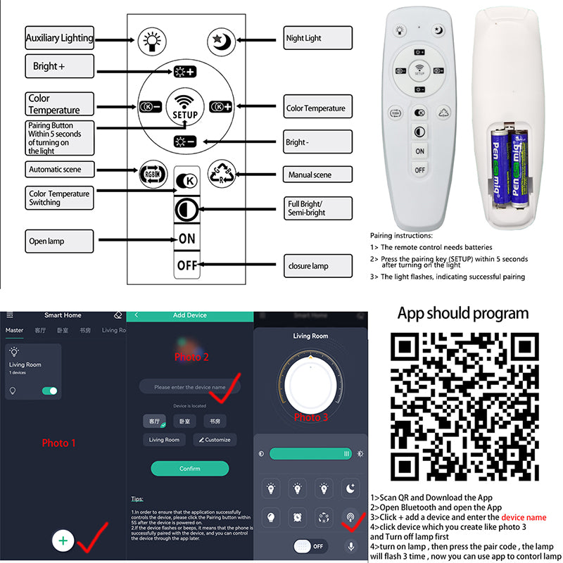 Lampa wisząca LED z żyrandolem i pilotem