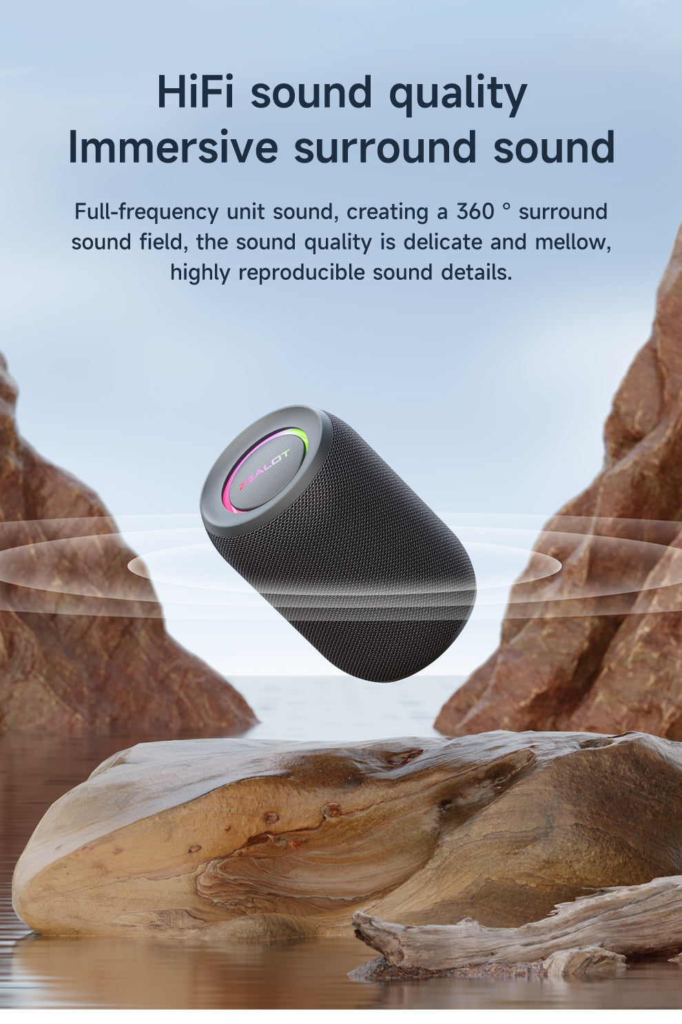 Potężny głośnik Bluetooth, bezprzewodowy, z mocnym basem, oświetleniem LED