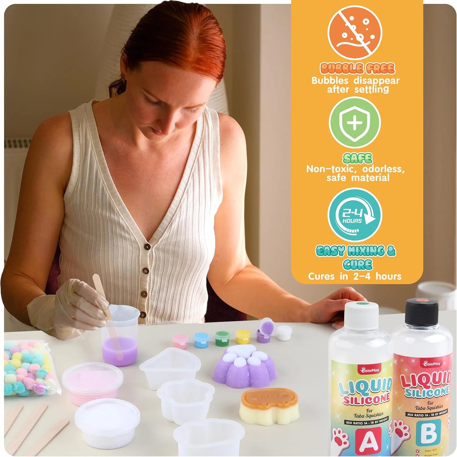 Taba Squishy Kit - 18OZ Rubber Squishy Kit z prowadnicą, bez pęcherzyków i szybszym utwardzaniem - FuFu Squishy Kit z formą, Flockin