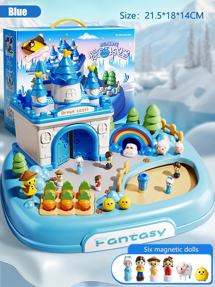 Magnetyczny Domek dla Lalek dla Dzieci Gra Stołowa Edukacyjna Zabawka Rodzinna dla Dzieci w Wieku 3+ Prezent na Urodziny 20 cm