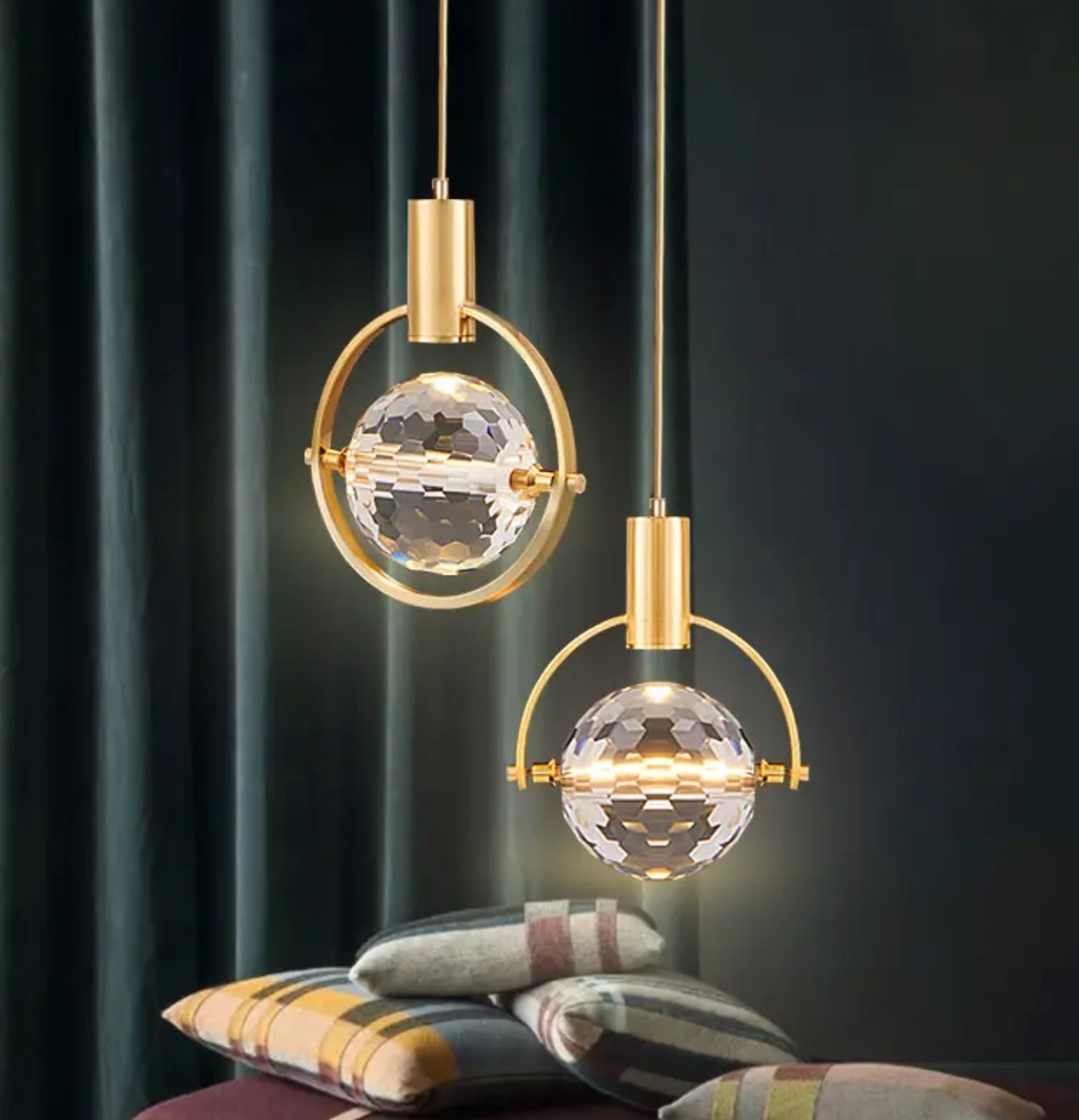 Lampa wisząca kryształowa LED 5W nowoczesna złota K9 szklana kula żyrandol nad stół salon restauracja