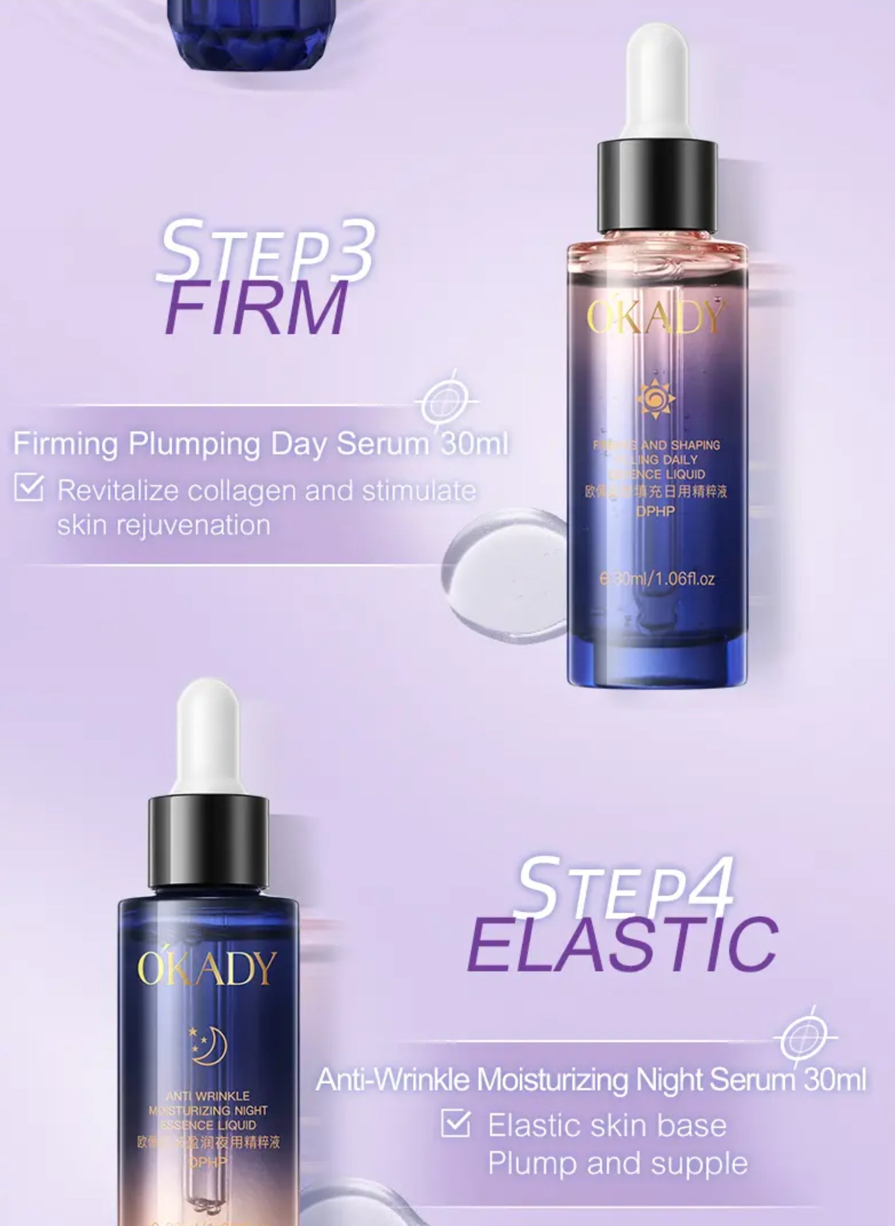 Zestaw na prezent OKADY Youth Elastic & Anti-Wrinkle 8-Step Skin Care Set – Kompleksowa pielęgnacja przeciwzmarszczkowa i liftingująca