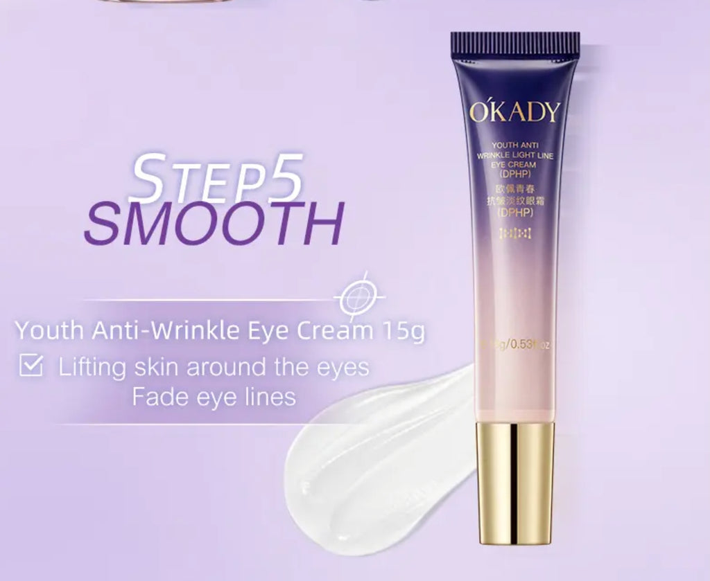 Zestaw na prezent OKADY Youth Elastic & Anti-Wrinkle 8-Step Skin Care Set – Kompleksowa pielęgnacja przeciwzmarszczkowa i liftingująca