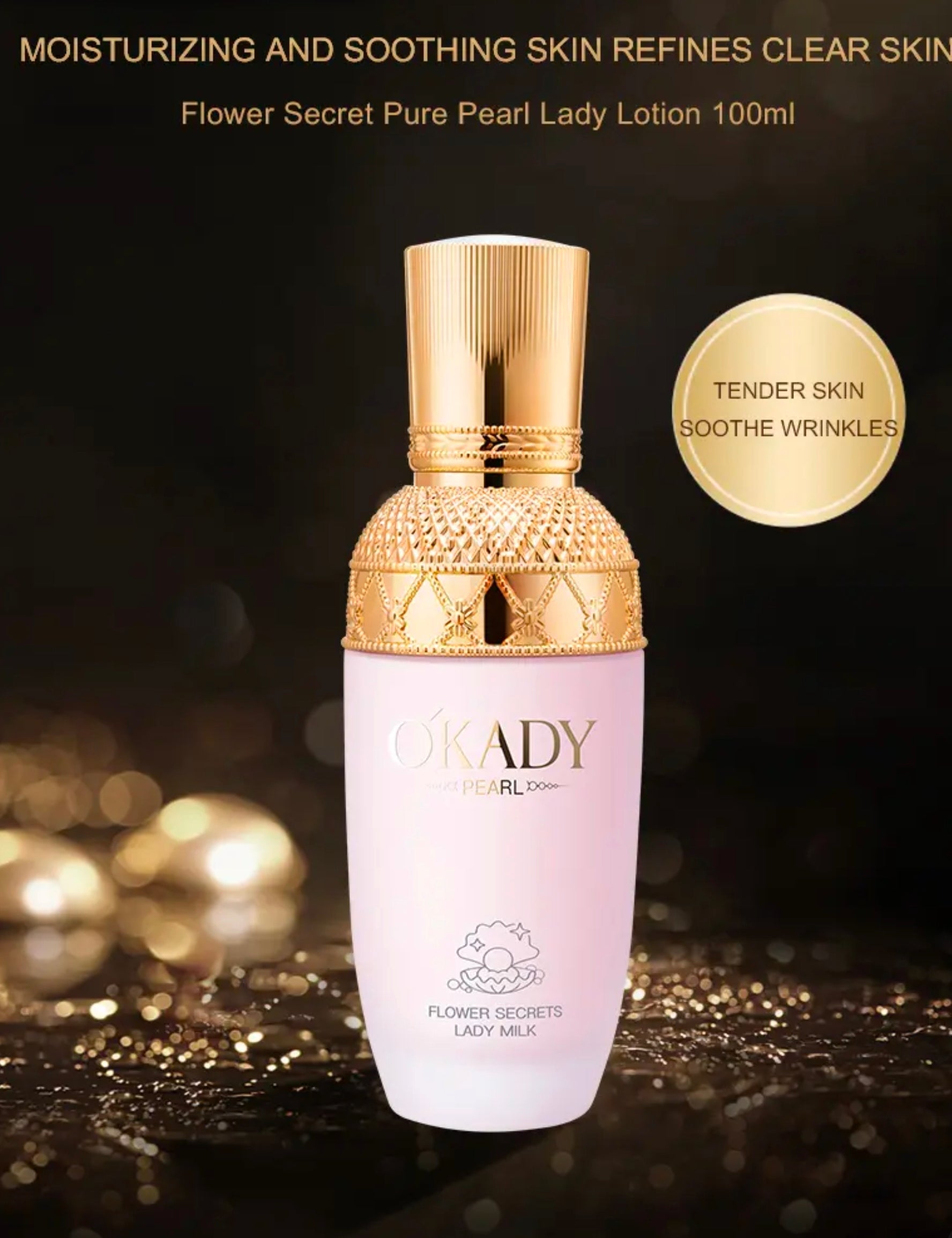 Zestaw na prezent OKADY Flower Secret Pure Pearl Lady Skin Care Set – Perłowa pielęgnacja anti-aging z efektem rozświetlenia i głębokiego nawilżenia