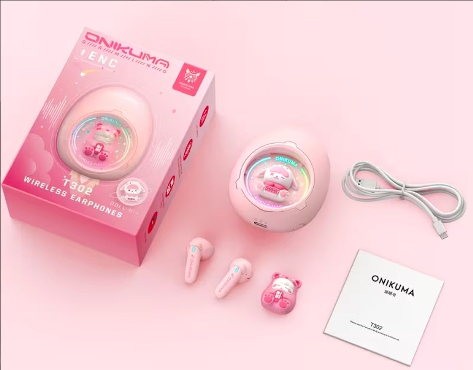 Bezprzewodowe Słuchawki Anime RGB. Redukcja Hałasu.Mikrofon.Etui.