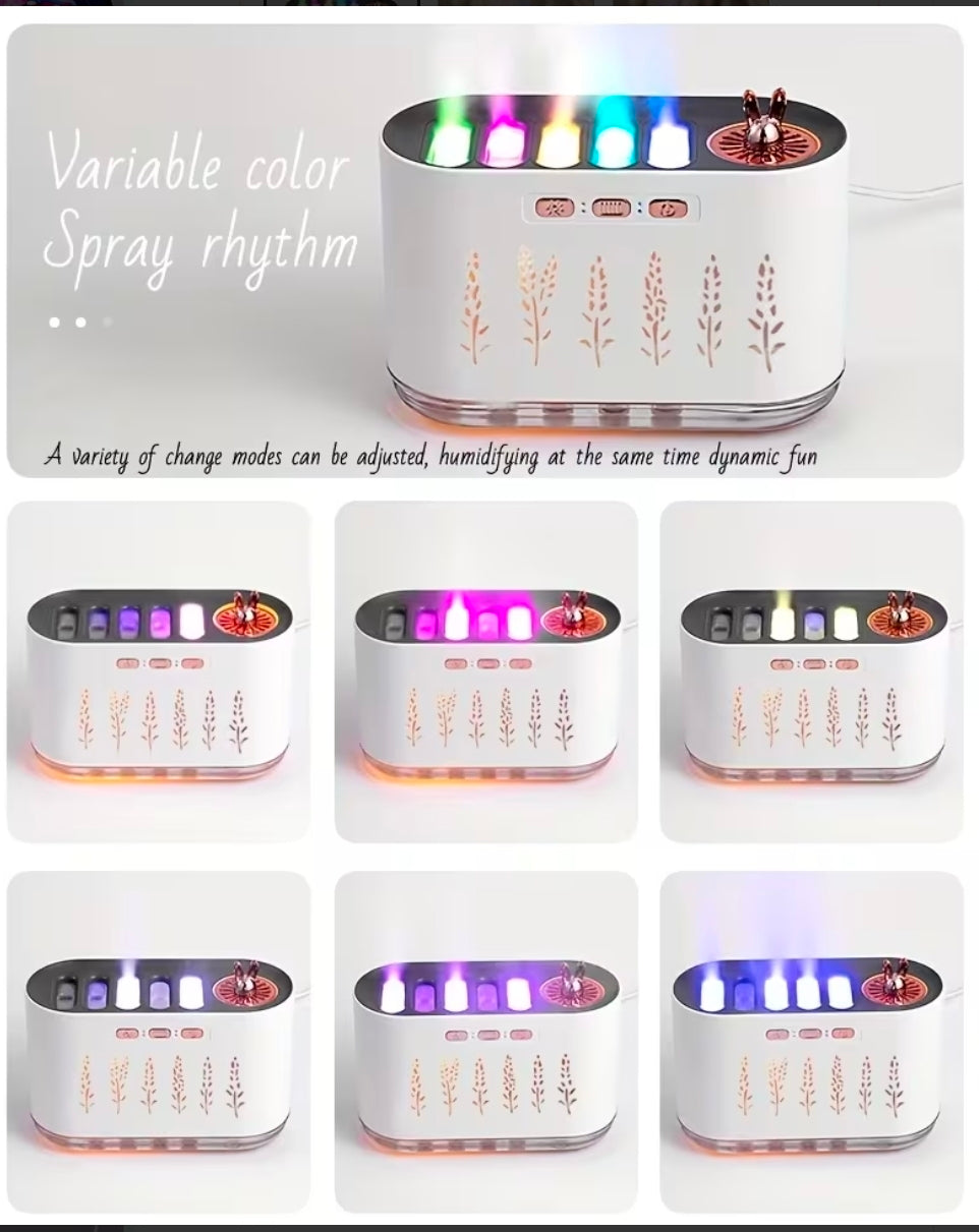Nawilżacz powietrza LED 700 ml z 5 dyszami i aromaterapią.Kolorowa mgiełka