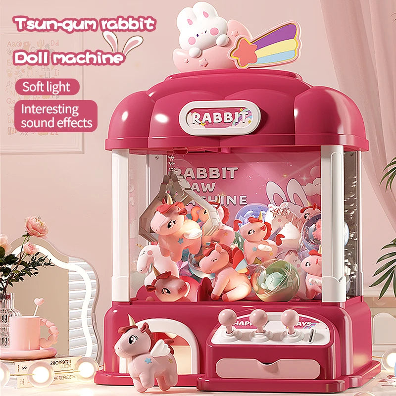 Maszyna z chwytakiem dla dzieci — mini automat vendingowy z jednorożcem dla dziewczynek, chwytak do cukierków i zabawek, dozownik nagród z dźwiękiem, elektroniczna gra arcade.