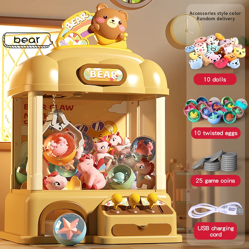 Maszyna z chwytakiem dla dzieci — mini automat vendingowy z jednorożcem dla dziewczynek, chwytak do cukierków i zabawek, dozownik nagród z dźwiękiem, elektroniczna gra arcade.