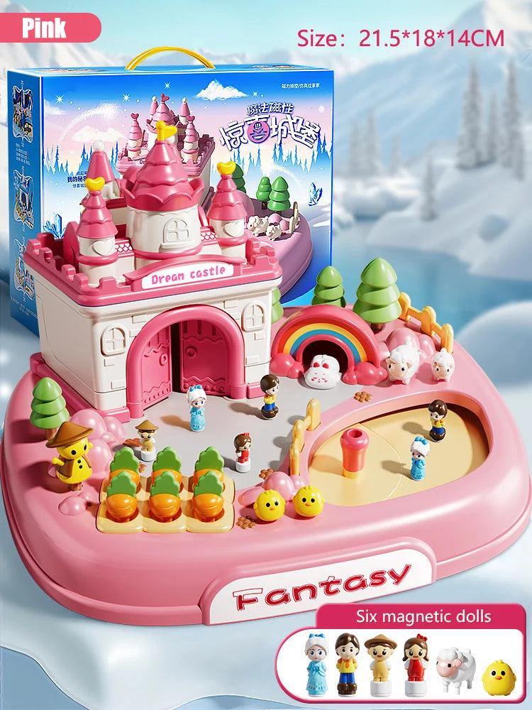 Magnetyczny Domek dla Lalek dla Dzieci Gra Stołowa Edukacyjna Zabawka Rodzinna dla Dzieci w Wieku 3+ Prezent na Urodziny 20 cm