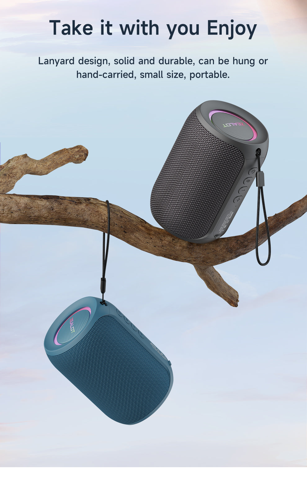 Potężny głośnik Bluetooth, bezprzewodowy, z mocnym basem, oświetleniem LED
