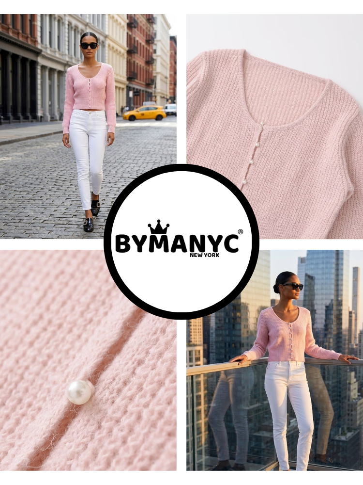 ASTOR Women's Pearl Button Cardigan Prêt-à-Porter BYMANYC ® New York