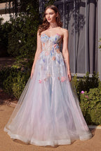 Watercolor Floral A-Line Gown-0