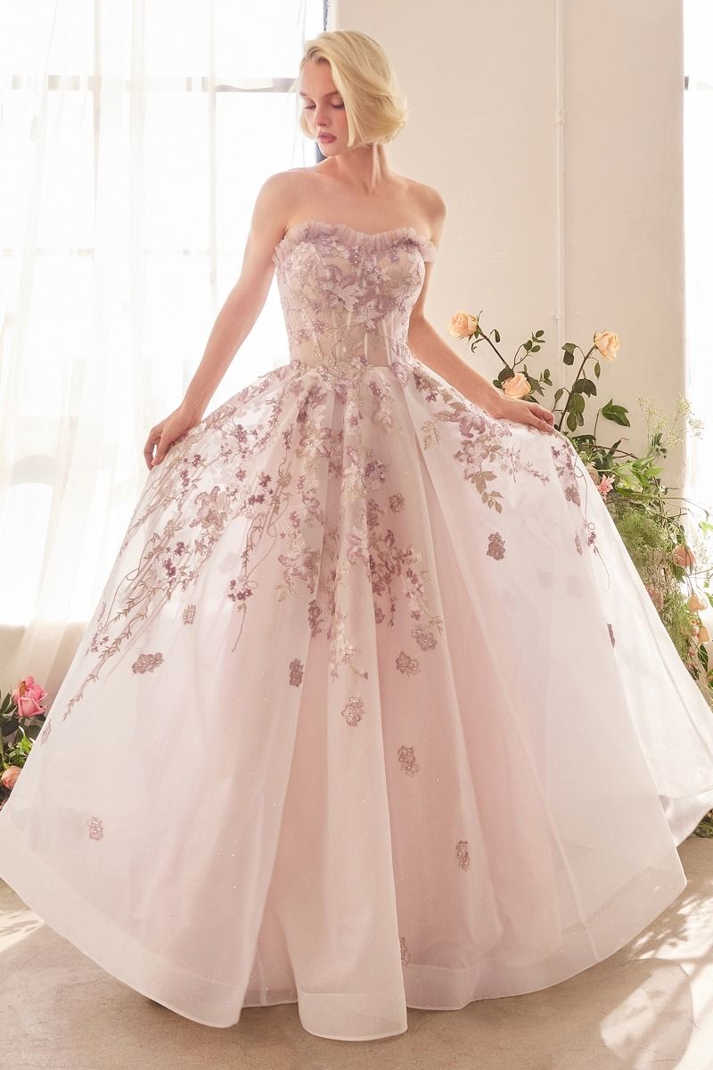 Romance Embroidery A-Line Corset Gown