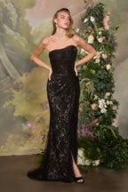 Strapless Lace Overlay With Delicate Beaded