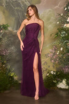 Strapless Lace Overlay With Delicate Beaded