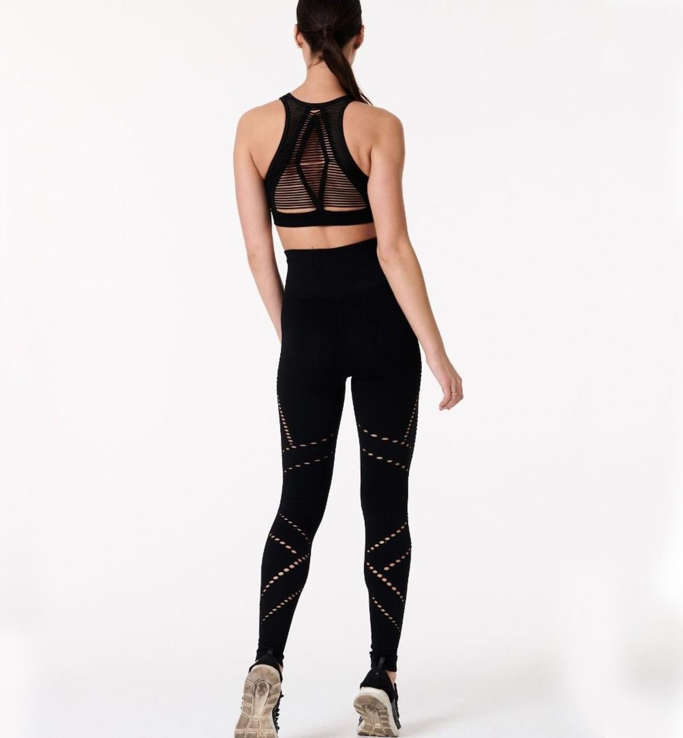 Autumn Hollow Out Yoga Pants Fashion Gym Fitness High Waist Leggings Workout Push Up Sports Trousers Breathable Energy Pants-2