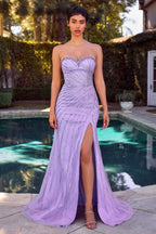 Fitted Strapless Embellshed Gown