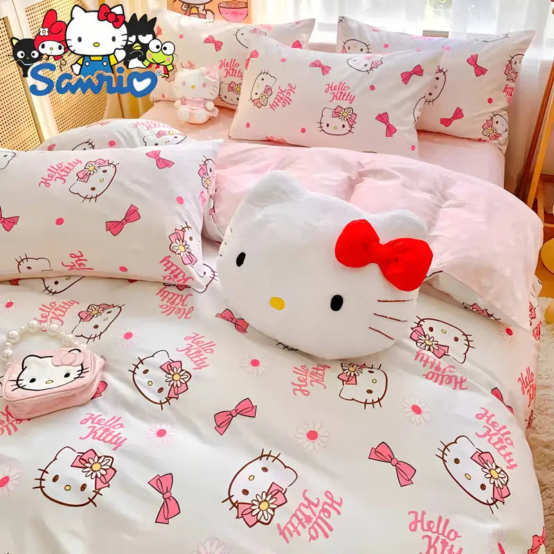 Komplet pościeli Sanrio Hello Kitty Różowy Komplet Czteroczęściowy dla dziewczynki
