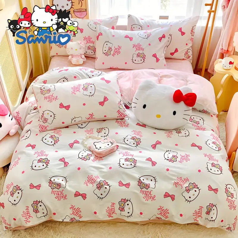 Komplet pościeli Sanrio Hello Kitty Różowy Komplet Czteroczęściowy dla dziewczynki