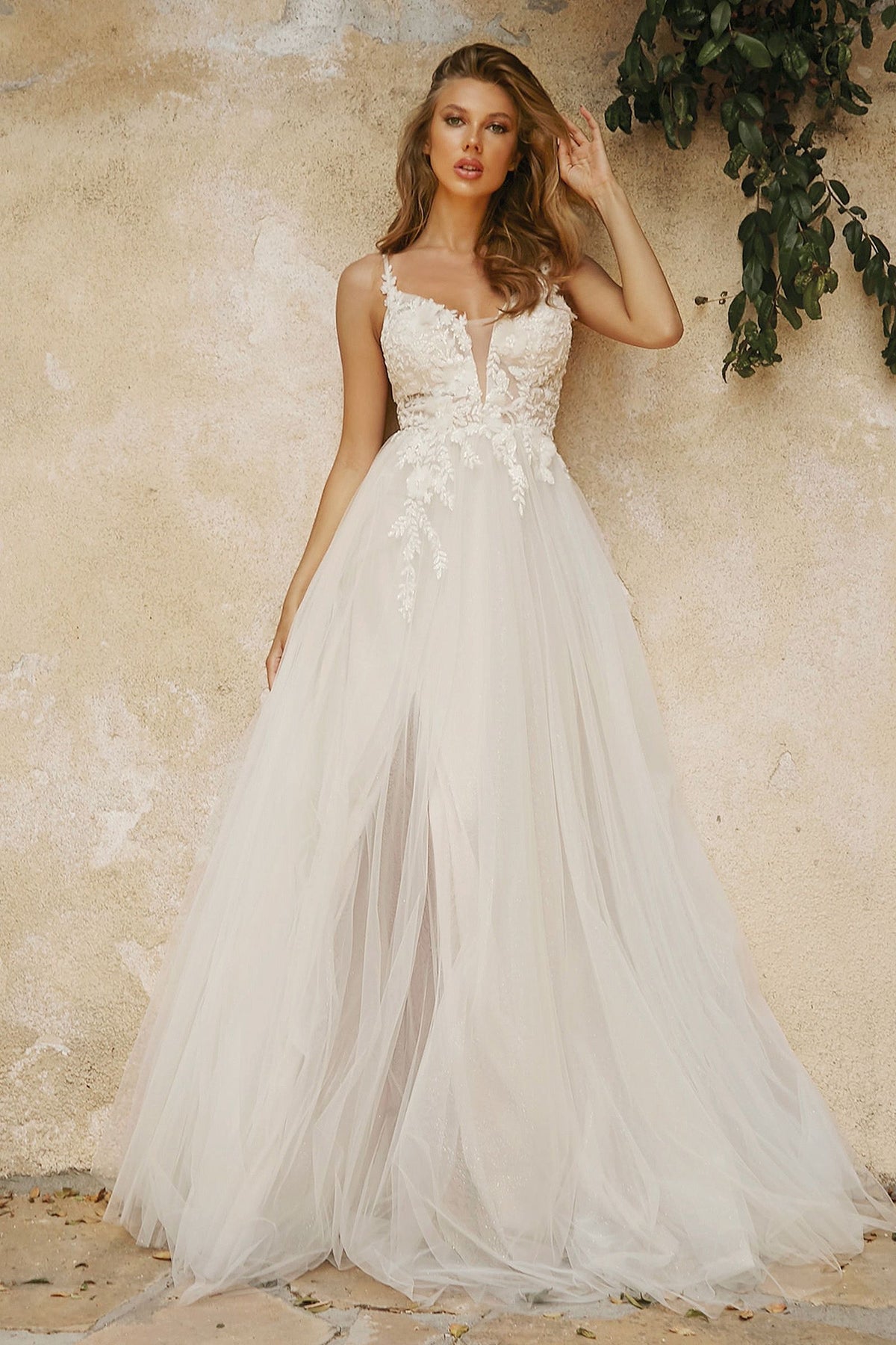 LAYERED A-LINE TULLE BRIDAL GOWN CDCB072W-4