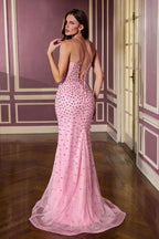 Crystal Sweetheart Corset Gown with Sheer Tulle Overlay