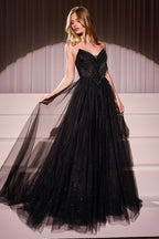 Ball Gown Tulle Strapless Beaded Evening Gown Elegant Designer
