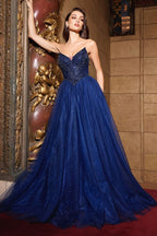 Ball Gown Tulle Strapless Beaded Evening Gown Elegant Designer