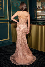 Exquisite and Regal Lace Beaded Corset Strapless Designer Pageant Gown