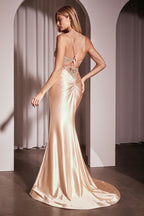 Crystal & Satin Fitted Dress