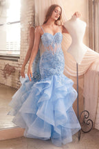 Rose Lace Applique Mermaid Dress