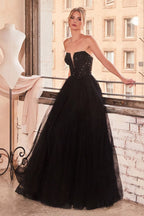 Royal Blue, Lilac, Champagne & Slate Blue Strapless Glitter Ball Gown | Sweetheart Tulle Formal Dress