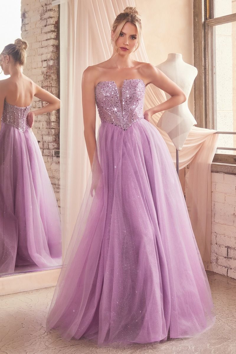 Royal Blue, Lilac, Champagne & Slate Blue Strapless Glitter Ball Gown | Sweetheart Tulle Formal Dress