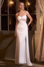 Fitted Bridal Gown Features A Strapless Sweetheart Neckline And A Sheer