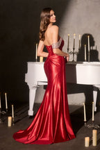 Fitted One-Shoulder Dress, Asymmetrical Neckline With Crystal Embellishment