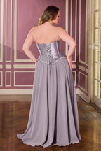 Ball Gown Strapless Sweetheart Neckline Satin Corset Crystal Bodice Chiffon Skirt
