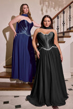 Ball Gown Strapless Sweetheart Neckline Satin Corset Crystal Bodice Chiffon Skirt