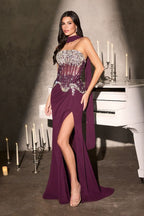 Fitted Dress With Strapless Corset Bodice And Sparkling Embellishments