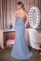 Fitted Dress With Strapless Corset Bodice And Sparkling Embellishments