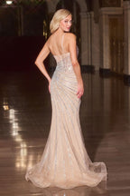 Aurora One-Shoulder Crystal Gown