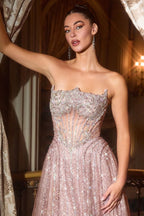 A-Line Tulle Sweetheart Beaded Corset Prom Gown Elegant Designer