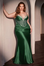 Fitted Satin Embellished Curve Dress