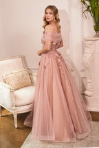 Strapless Glitter Sequin Tulle A-line Detachable Floral Shawl Embellished Long Prom