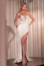 Lace Bodice Strapless Wedding Dress