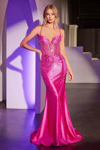 Fitted Crystal Embellished Stretch Satin Dress